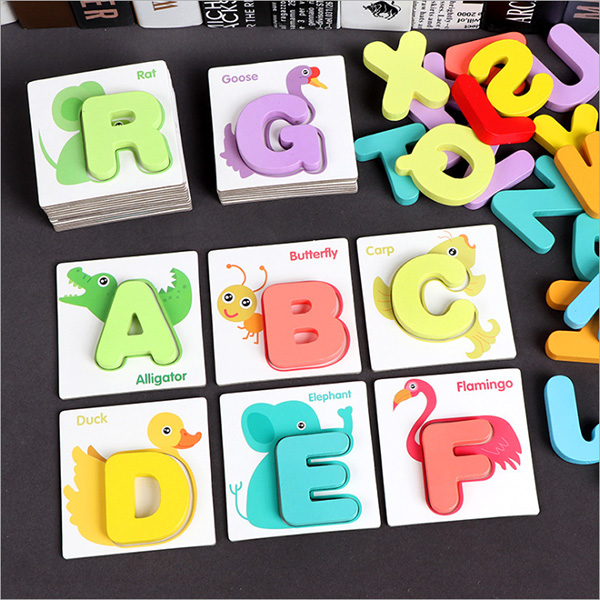 Wooden Digital Letter Matching Learning Cards