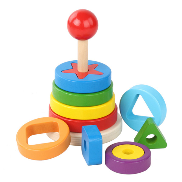 Wooden Rainbow Stacker Tower Toys