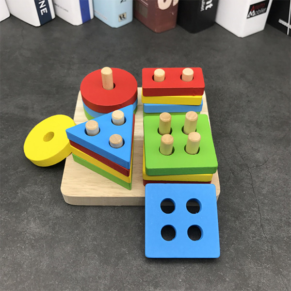 Wooden Geometric Blocks Stacking Game Toys